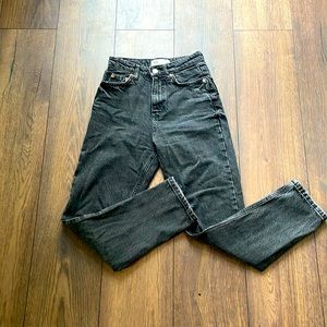 ZARA high rise charcoal wash straight jeans 👖